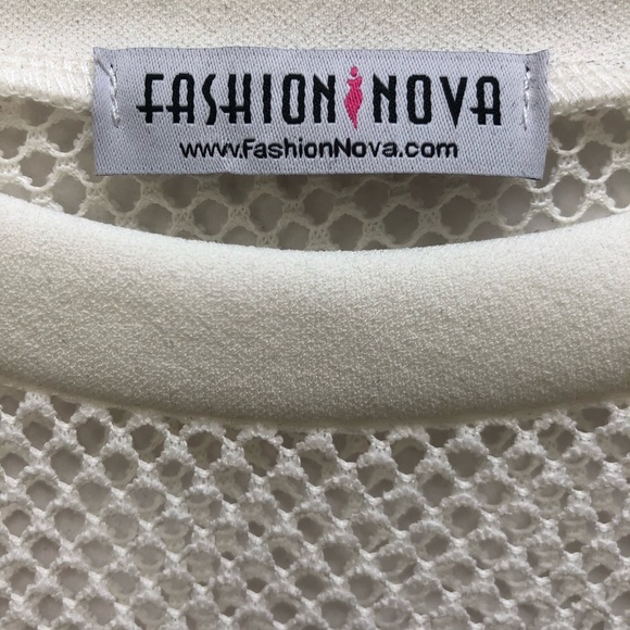 White Cropped Mesh Top - Picture 5 of 5